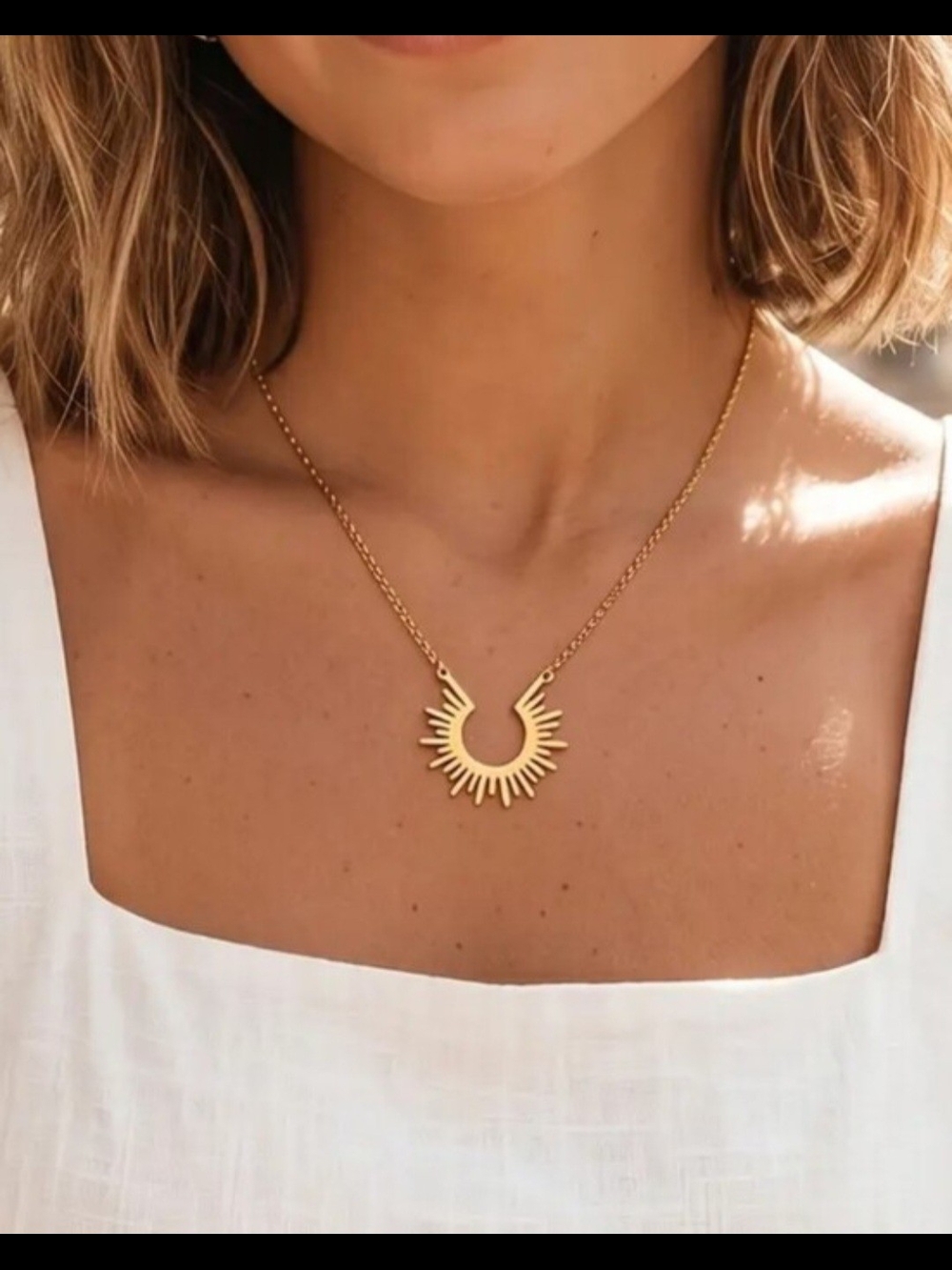 Gold Sunburst Necklace - Women Jewelry